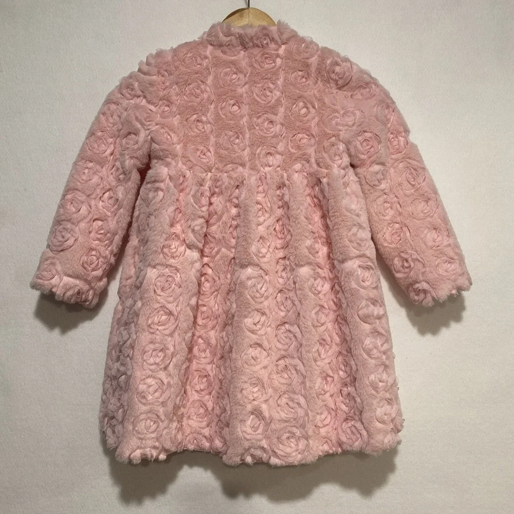 Blueberry Boulevard Girls Pink Faux Fur Rosette Coat Size 6‎ MCB35177